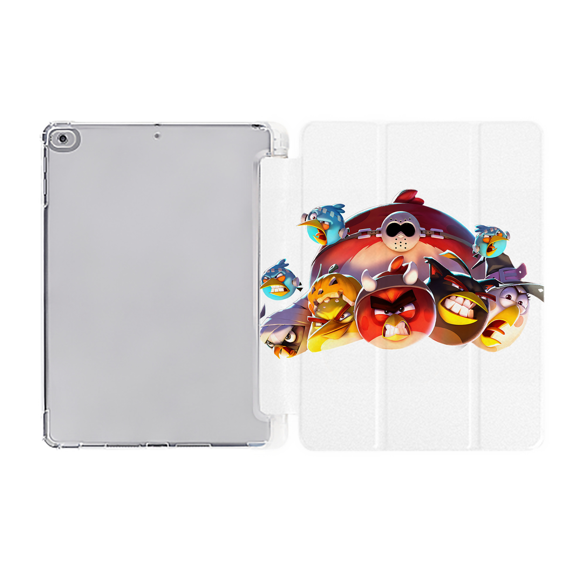 （画像用） Angry Birds アングリーバード IPad ケース ペン収納付き 三つ折りスタンド PUレザー×シリコン 対応機種9.5/10.5/10.9インチ